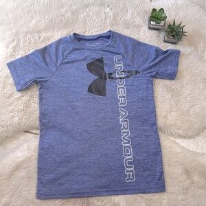 Under Armour UA Shirt Tee Top‎ Tech Split Logo Hybrid Purple Heather Marled Knit